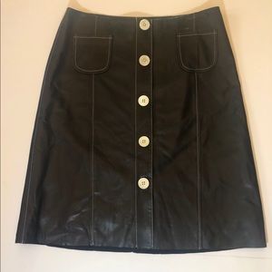 Coach Smooth Leather Black Skirt with Buttons SZ 6